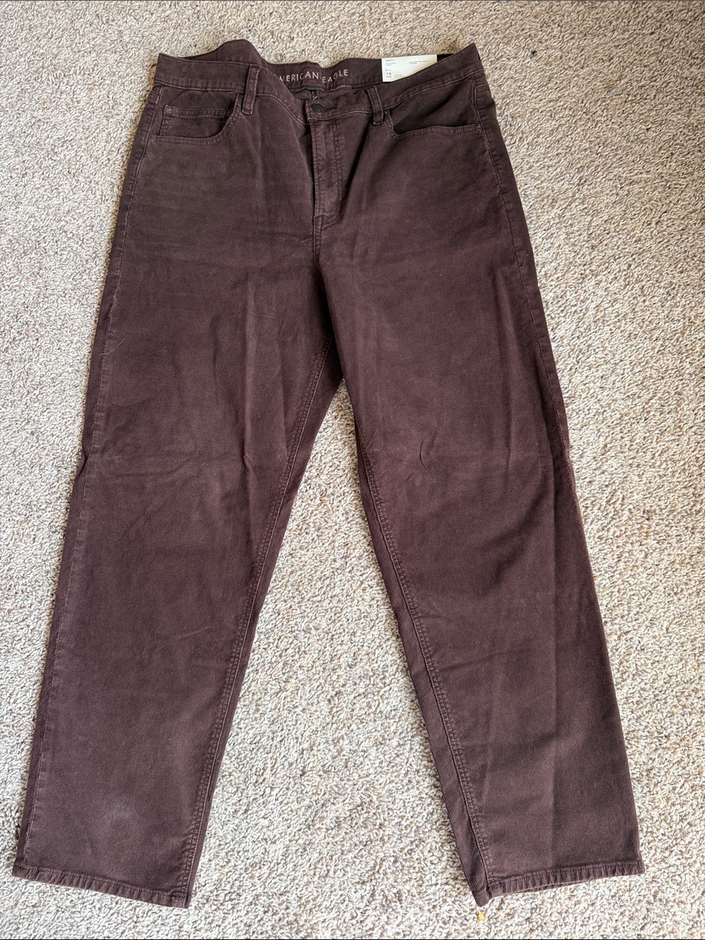 NWT American Eagle Women's Brown Corduroy Mom Pants Size 18W Straight Rise 30